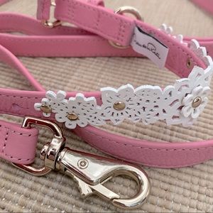 Oscar De La Renta Pink Leather Pet Collar